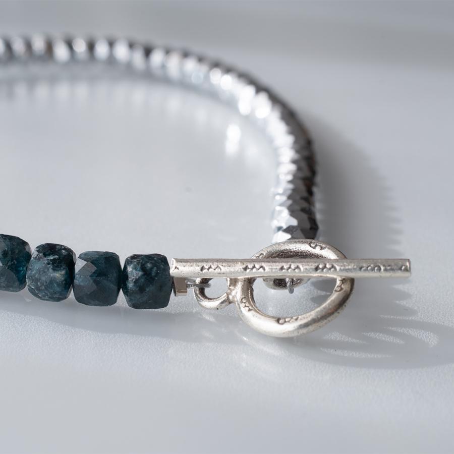 メンズ天然石ブレスレット インディゴライトトルマリンと