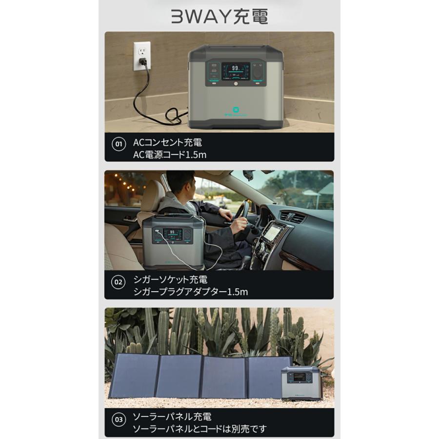 ポータブル電源 大容量 1500w 1008wh キャンプ 業務用 パススルー対応