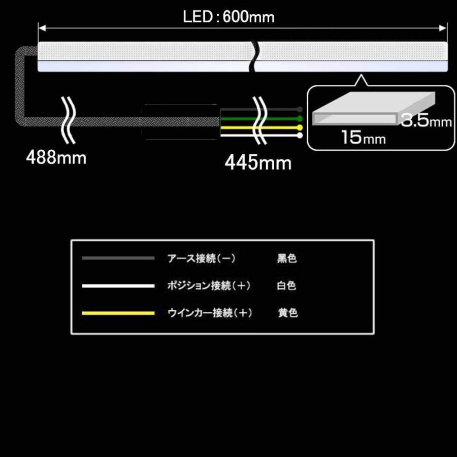 シーケンシャルウインカー 流れるLEDテープ 流れるウィンカー ホワイト ブルー レッド アンバー ledウィンカー シリコン 60cm  12V 24V | ブランド登録なし | 05