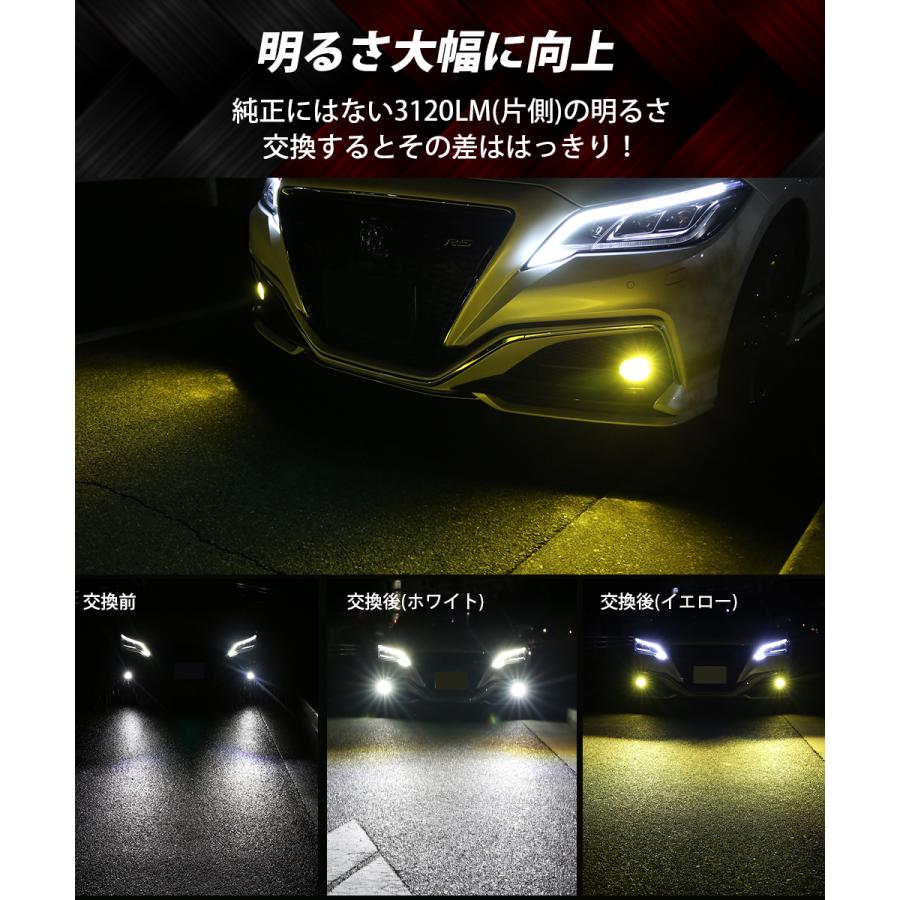 新型トヨタ車用 フォグランプ交換バルブ LED ホワイト イエロー 1年保証｜sunpie｜02