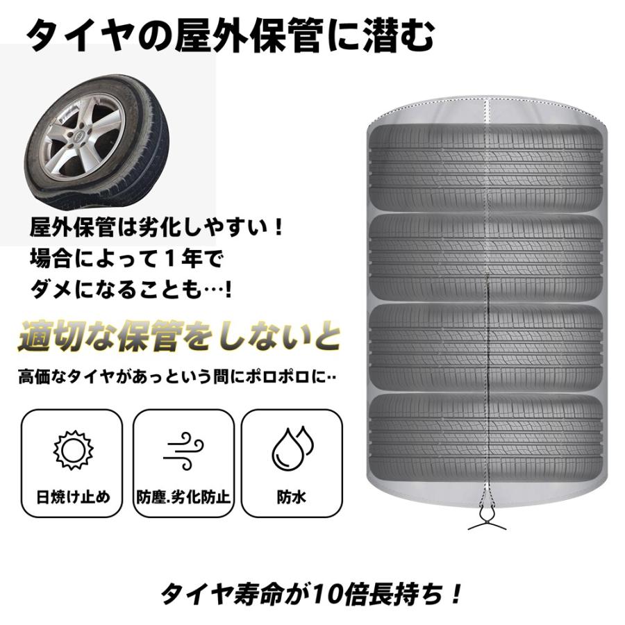 自動車用タイヤカバー 屋外 4本 S M L タイヤ劣化防止 タイヤ保管 防水