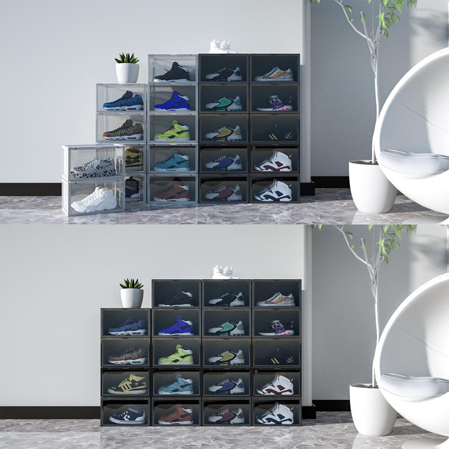 シューズボックス 3個セット スニーカー収納 靴 収納 ボックス ケース クリア ブラック ホワイト | ブランド登録なし | 10