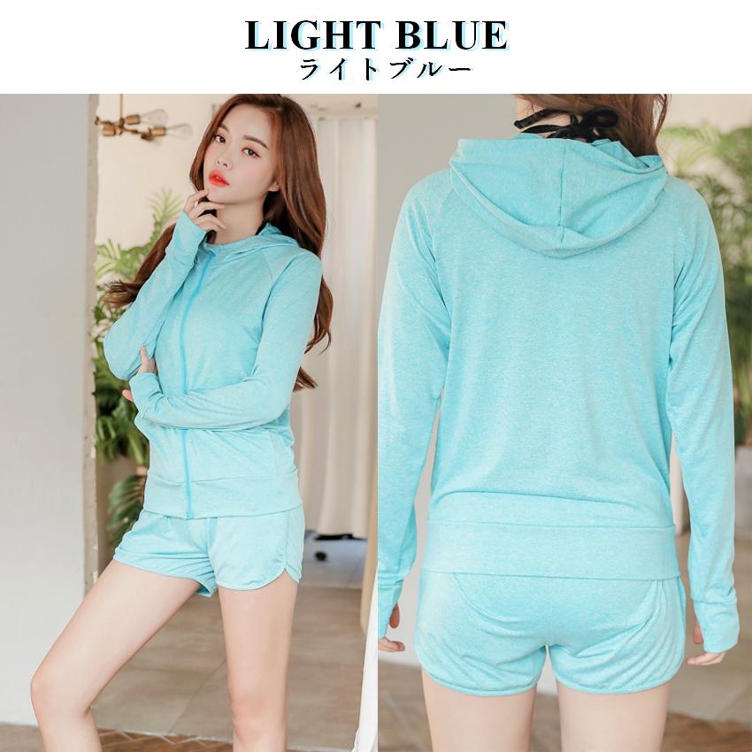 UVカットラッシュガード 2点セット レディース  ショートパンツ 上下 体型カバー UVカット 紫外線対策 日焼け防止 パーカー 水陸両用 おしゃれ ゆったり 長袖 |  | 10