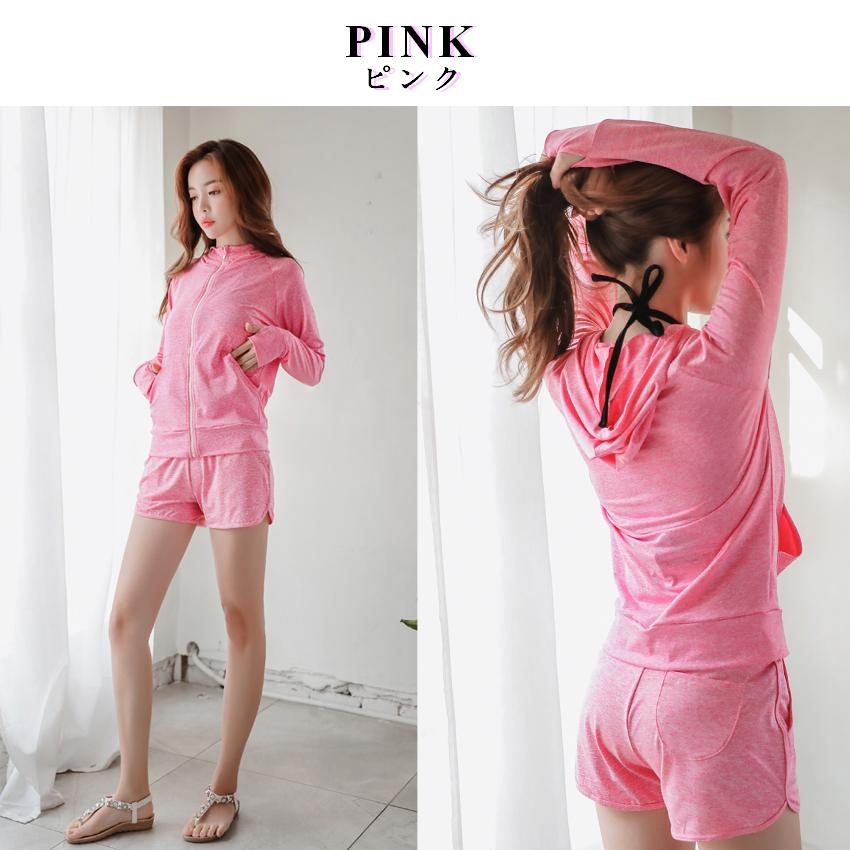 UVカットラッシュガード 2点セット レディース  ショートパンツ 上下 体型カバー UVカット 紫外線対策 日焼け防止 パーカー 水陸両用 おしゃれ ゆったり 長袖 |  | 11