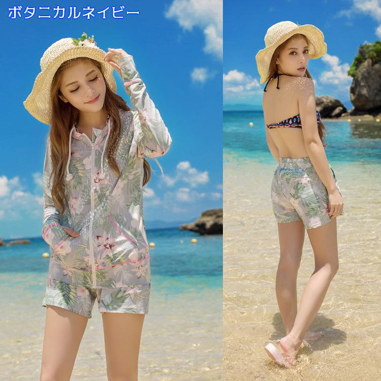 ラッシュガード 2点セット レディース 上下セット ボタニカル UPF50+ 体型カバー UVカット 紫外線対策 日焼け パーカー 花柄 長袖 かわいい おしゃれ |  | 08