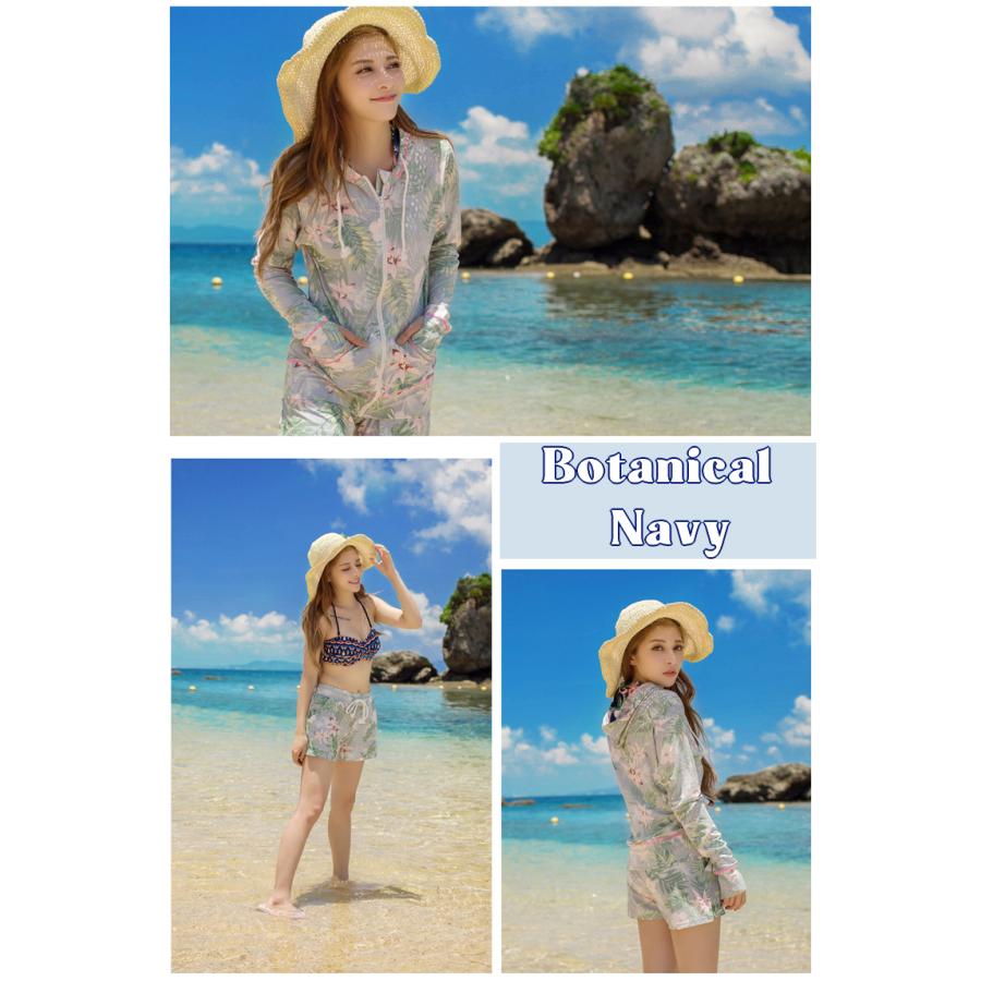 ラッシュガード 2点セット レディース 上下セット ボタニカル UPF50+ 体型カバー UVカット 紫外線対策 日焼け パーカー 花柄 長袖 かわいい おしゃれ |  | 09