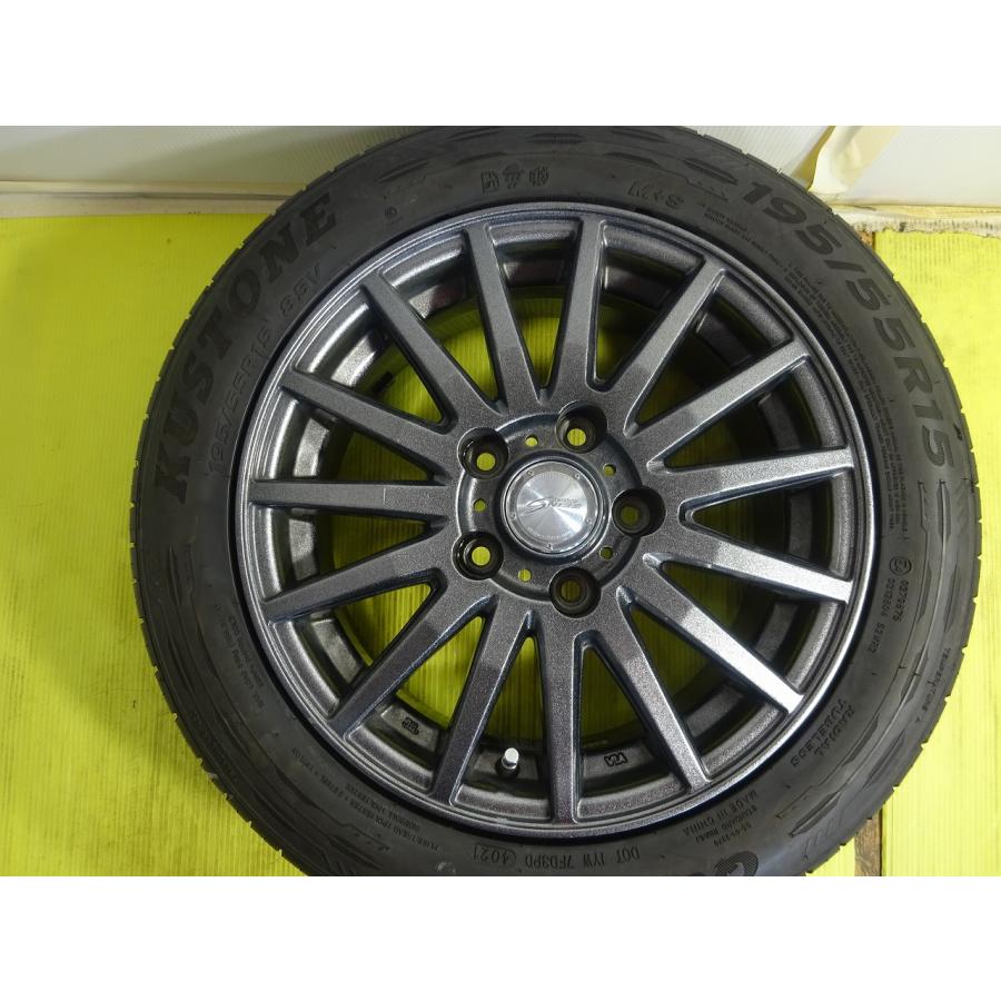 KUSTONE/SEINS 195/55R15 15x6J +45 5穴 114.3 中古タイヤ