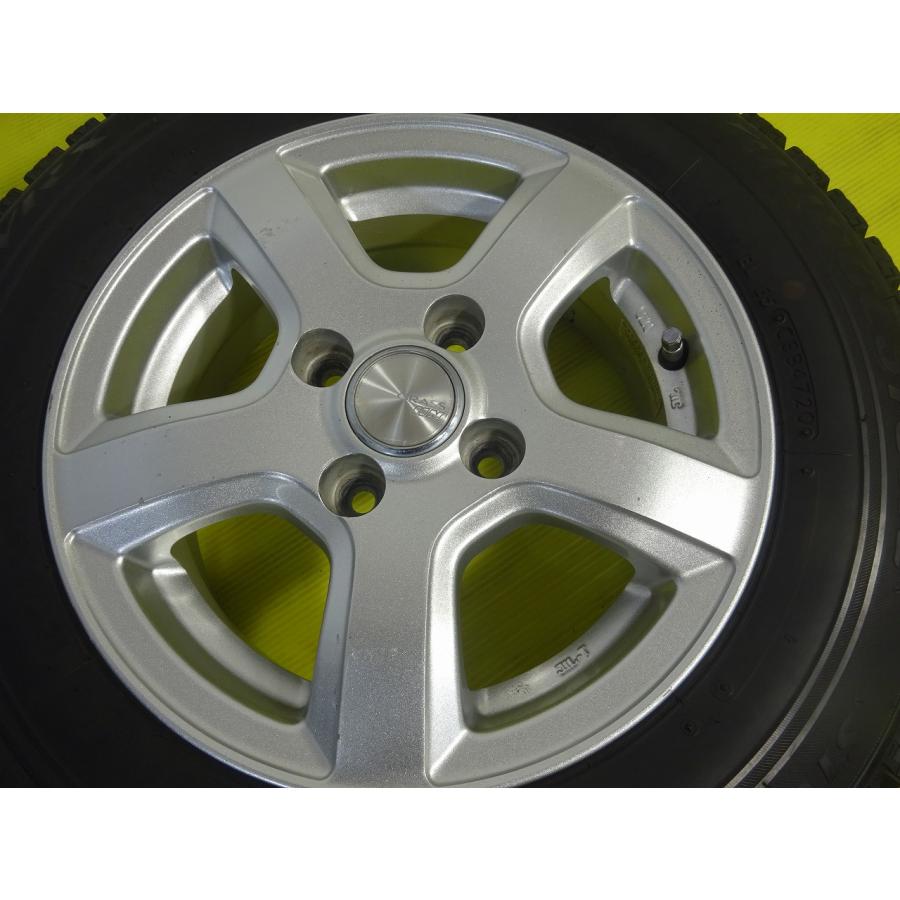 ★ブリヂストン GRASS★155/80R13 13x5J +35 4穴 100★中古 タイヤホイールセット 4本 スタッドレス【送料無料】AOM-K2028 青森の画像