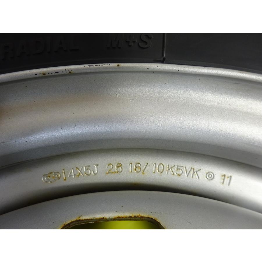 [ブリヂストン ] 165R14 14x5J  4穴 100/114.3PCD★中古 タイヤ鉄ホイールセット 4本 スタッドレス 【送料無料】AOM-K2143★青森の画像