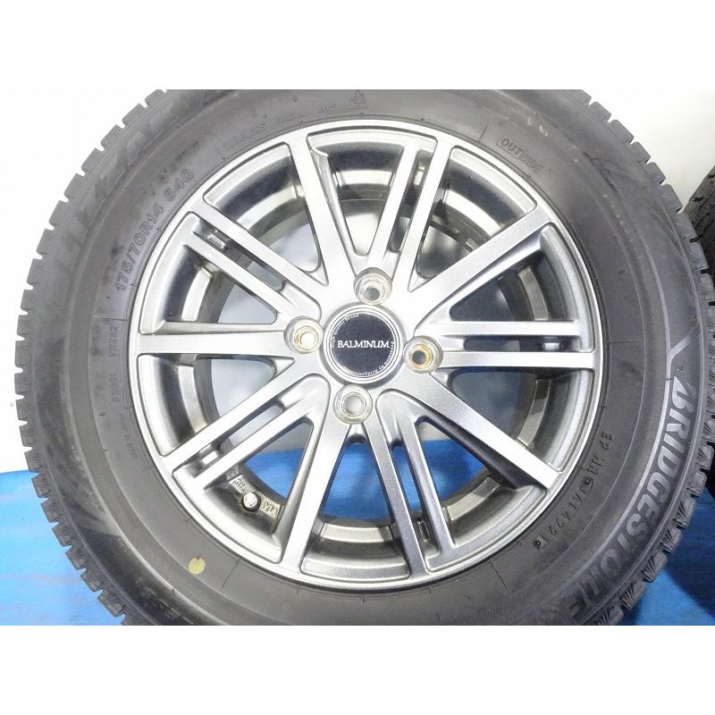 ★BALMINUM★175/70R14 14x5.5J +45 4穴 100 中古タイヤ ホイールセット 4本 スタッドレス【福島発 送料無料】FUK-D12911★冬_1