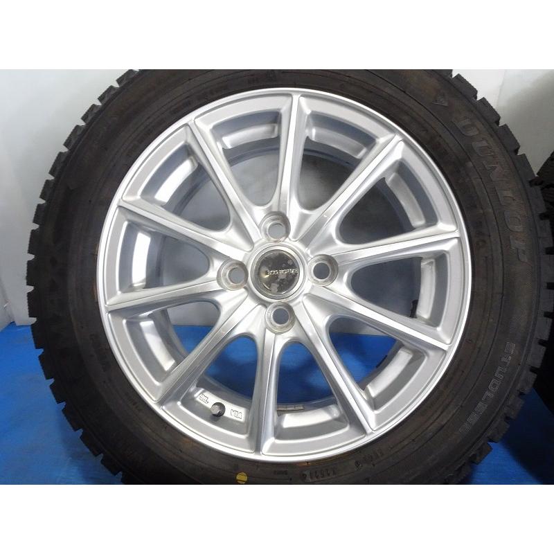 ★ECO FORME★ 185/60R15 15x5.5J +45 4穴 100 中古タイヤホイールセット 4本 スタッドレス【福島発 送料無料】FUK-E14344★冬 平面座の画像