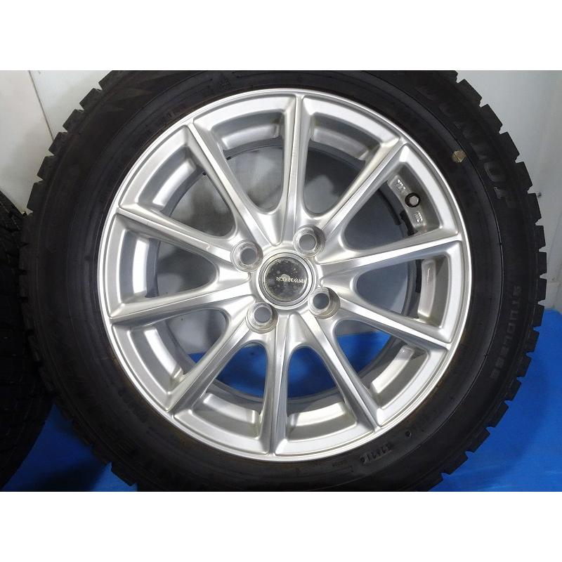 ★ECO FORME★ 185/60R15 15x5.5J +45 4穴 100 中古タイヤホイールセット 4本 スタッドレス【福島発 送料無料】FUK-E14344★冬 平面座の画像