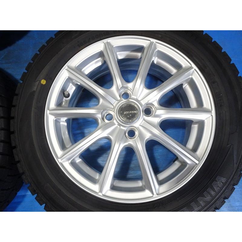 ★ECO FORME★ 185/60R15 15x5.5J +45 4穴 100 中古タイヤホイールセット 4本 スタッドレス【福島発 送料無料】FUK-E14344★冬 平面座の画像