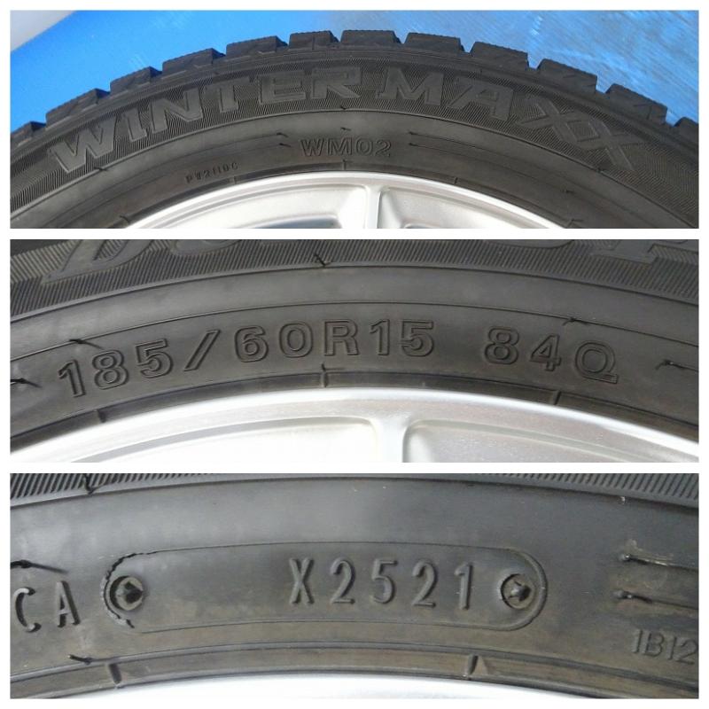 ★ECO FORME★ 185/60R15 15x5.5J +45 4穴 100 中古タイヤホイールセット 4本 スタッドレス【福島発 送料無料】FUK-E14344★冬 平面座の画像