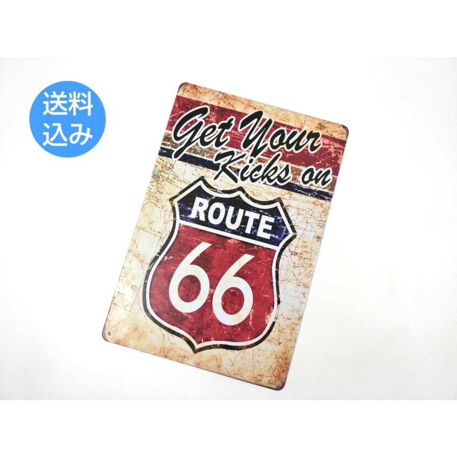 アメリカン風ブリキ看板 ルート66 縦型ビンテージ風 地図 : すんぷん