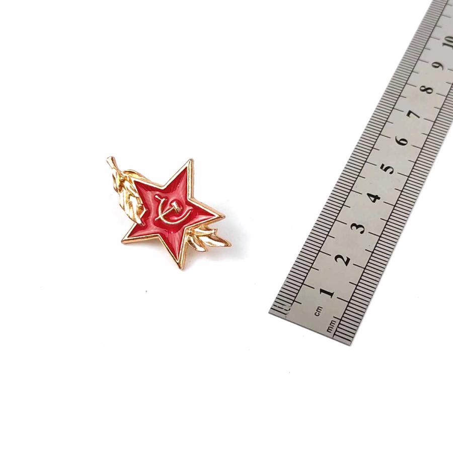 ソ連 ソビエト ピンバッジ 星 葉 レッド ロシア 軍 ミリタリー バッジ