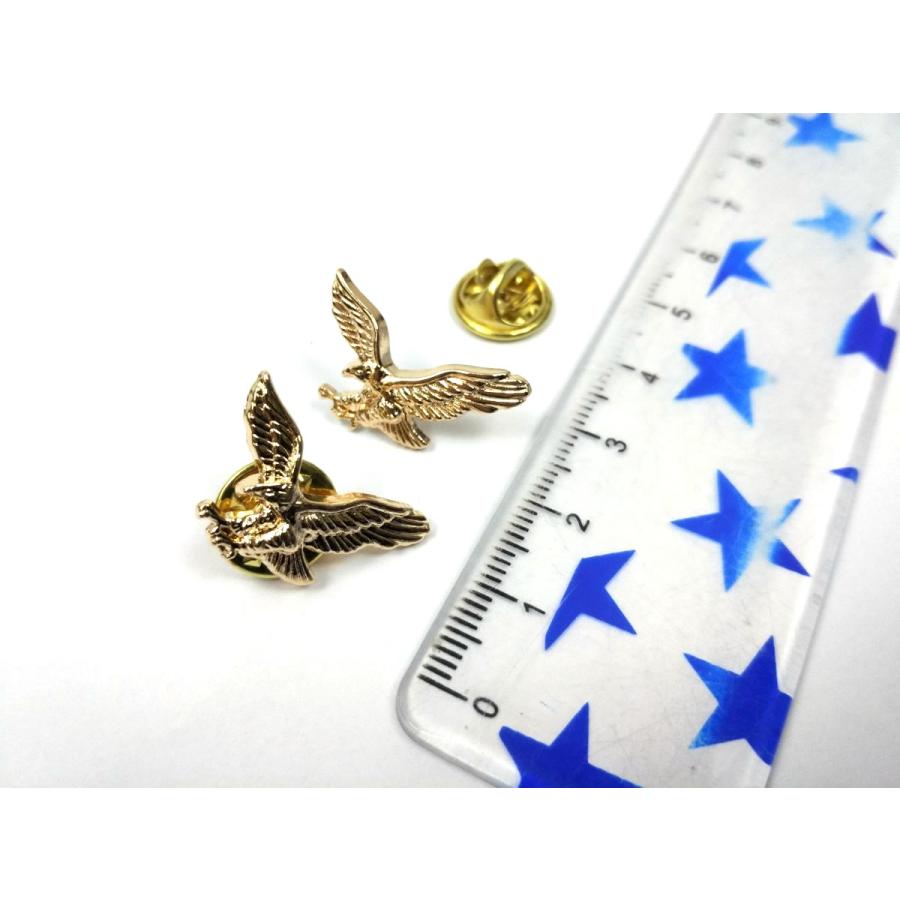 鷹 鷲 ピンバッジ ゴールド 2個セット 合金製 約2.2cm × 1.6cm 動物