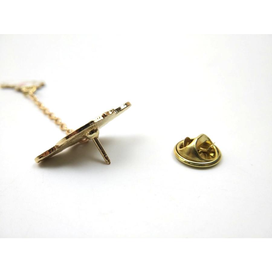 土星＋兎 ピンバッジ チェーン付き 月 うさぎ 宇宙飛行士など 全