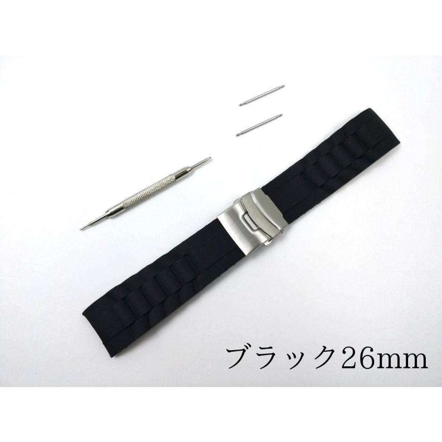 シリコンラバーストラップ 弓カン Wロックバックル 交換用腕時計ベルト