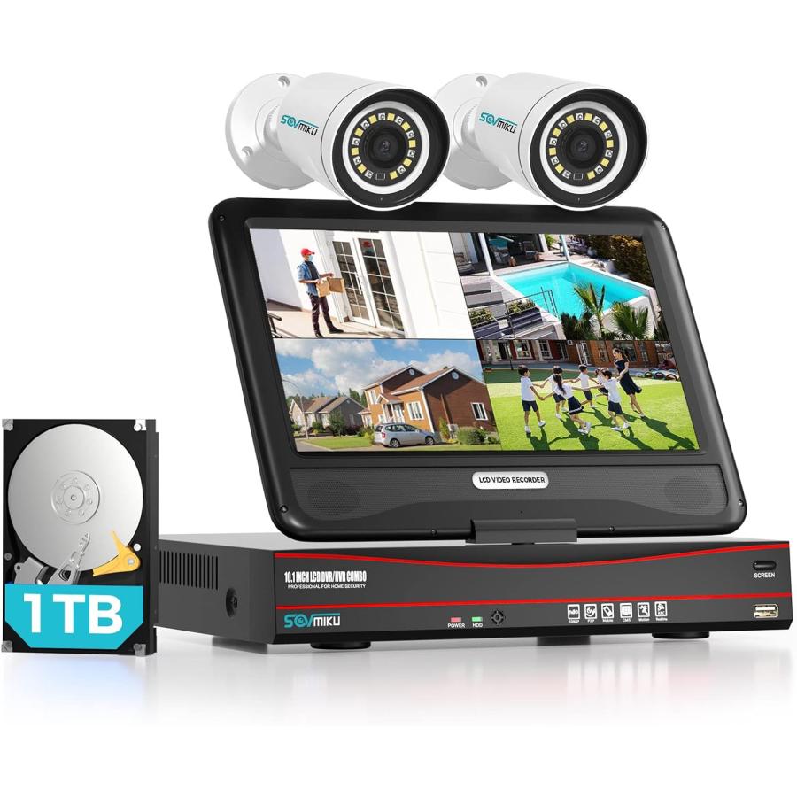 防犯カメラ　カメラ　モニター・レコーダーセット 1TB | 
