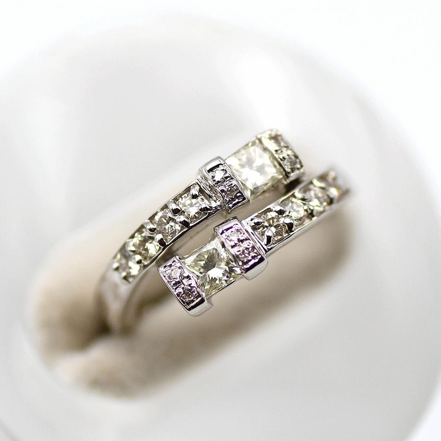 ダイヤモンド デザインリング 0.37ct 0.24ct Pt900 プラチナ 8号サイズ