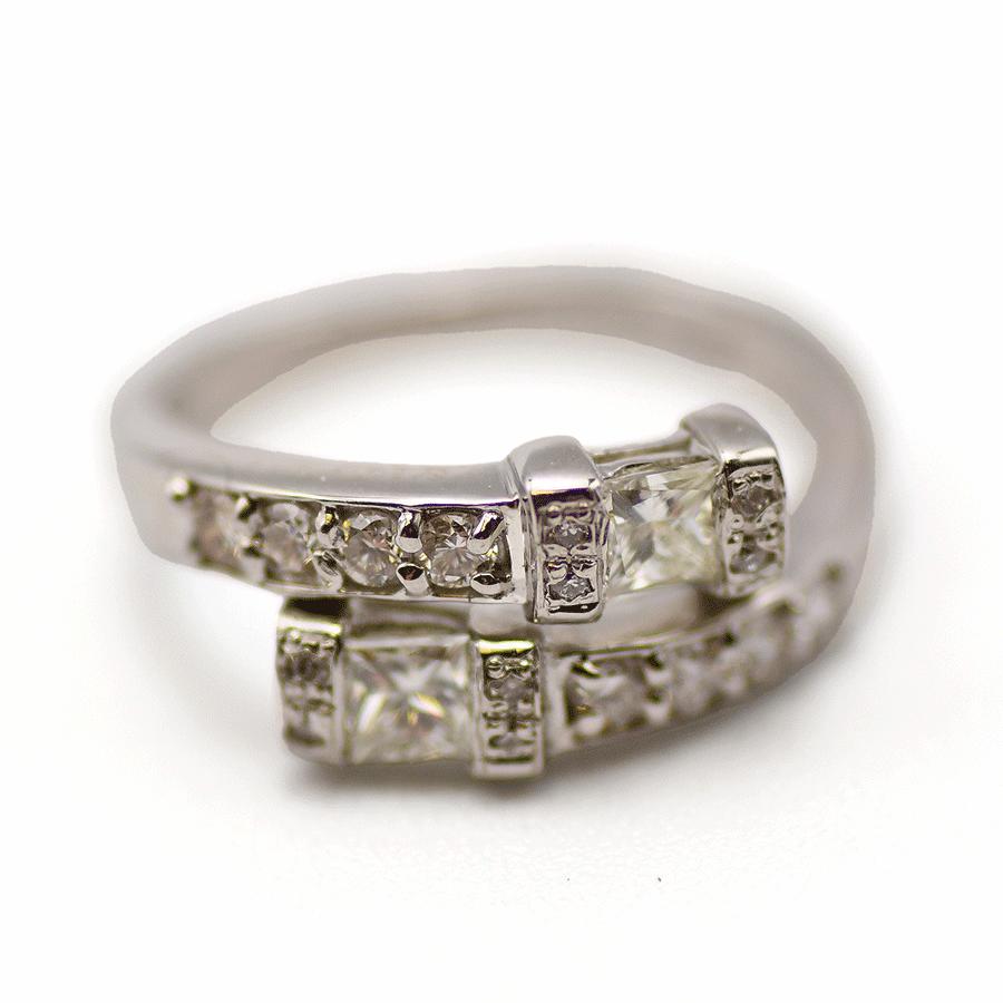 ダイヤモンド デザインリング 0.37ct 0.24ct Pt900 プラチナ 8号