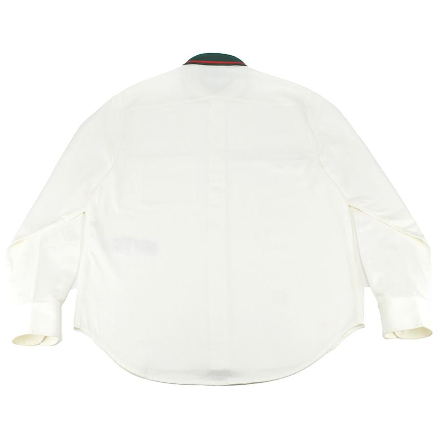 GUCCI グッチ オーバーサイズ 長袖シャツ 46 L ストライプ 刺繍 白