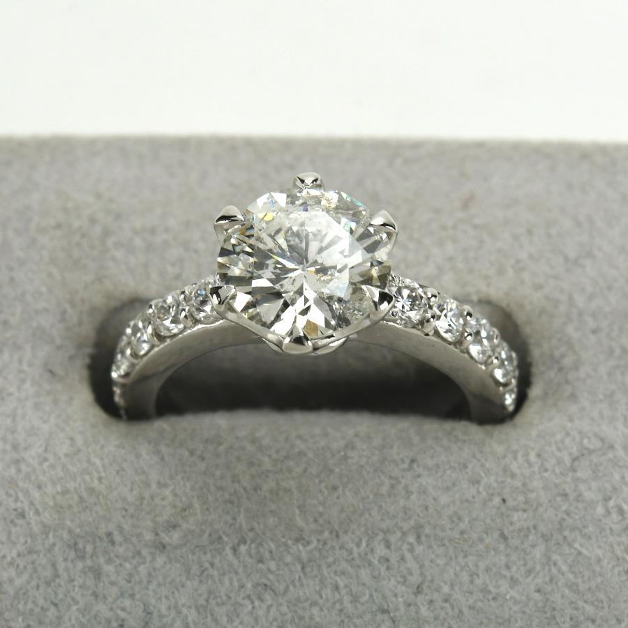 Pt900 ダイヤモンド リング D1.93ct 0.67ct サイズ8号 プラチナ 立爪 