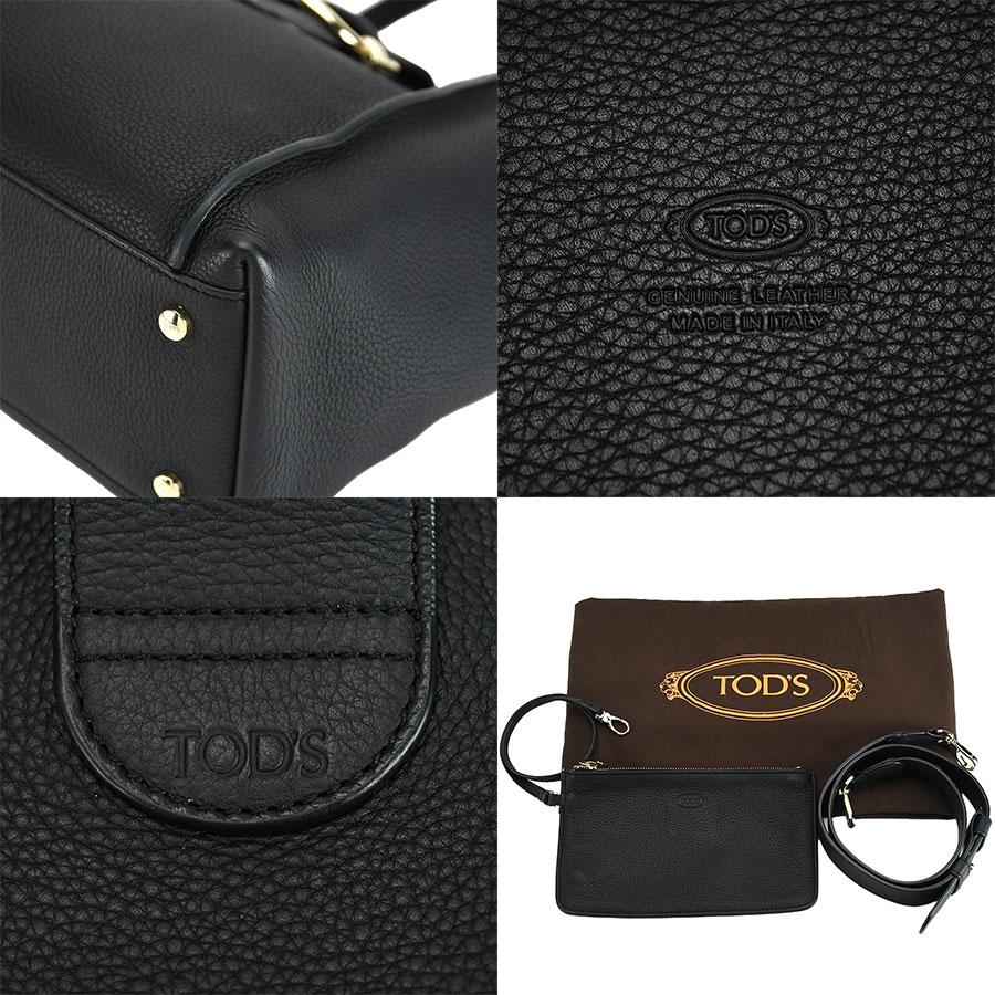 トッズ TOD'S Tリング トートバッグ 2way ショルダー 斜め掛け ハンドバッグ ブラック 黒 ゴールド金具 レザー レディース【中古】｜sunrev｜07