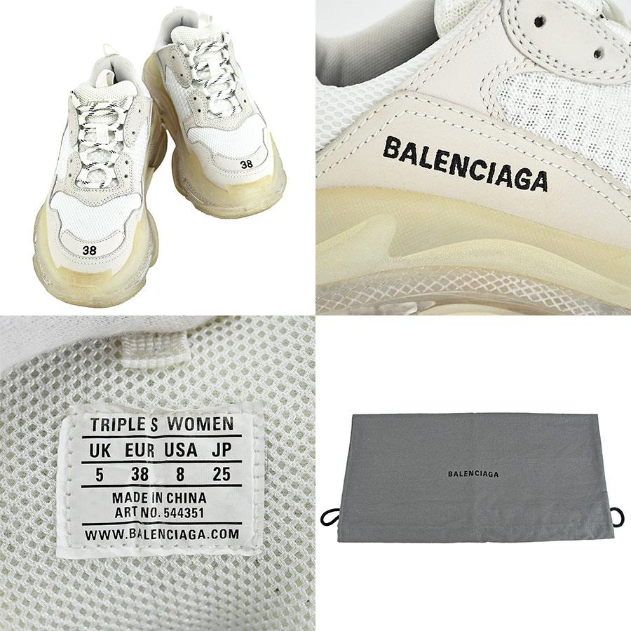 BALENCIAGA◇ローカットスニーカー/24.5cm/WHT/544351/Triple S