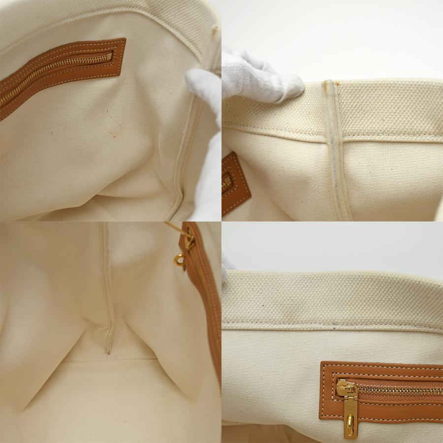 セリーヌ CELINE ホリゾンタル カバ トートバッグ ロゴ 192162 キャンバス レザー ナチュラル ブラウン ゴールド金具 ハンドバッグ | CELINE | 08