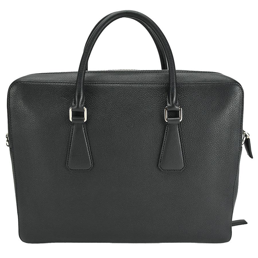 プラダ PRADA ビジネスバッグ ブリーフケース 三角ロゴ レザー ネロ 