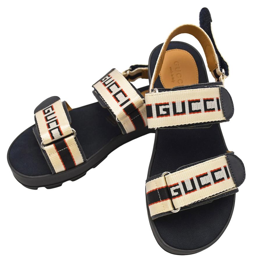 GUCCI アンクルストラップ ミュール ネイビー/グレー GUCCI アンクルストラップ ミュール ネイビー/グレー