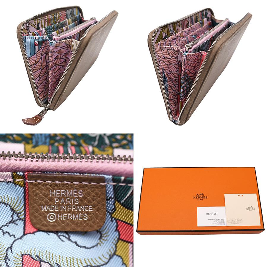 HERMES エルメス □N刻 アザップロング シルクイン 長財布(あり 
