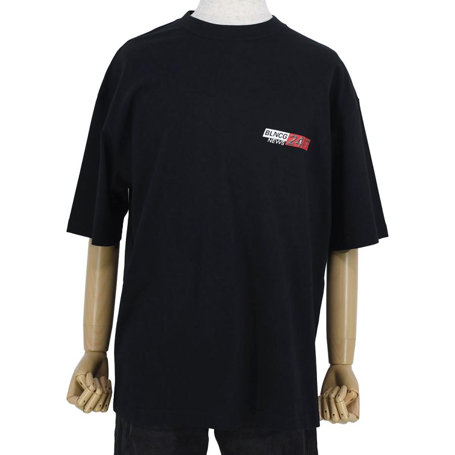 BALENCIAGA（バレンシアガ） コットン 半袖 Tシャツ NEWSロゴ クルー 