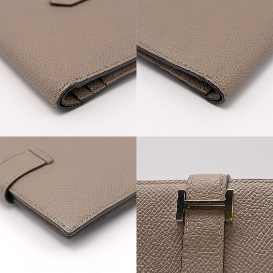 HERMES 二つ折り財布 グレー レザー HERMES 二つ折り財布 グレー レザー Sランク】 エルメス HERMES