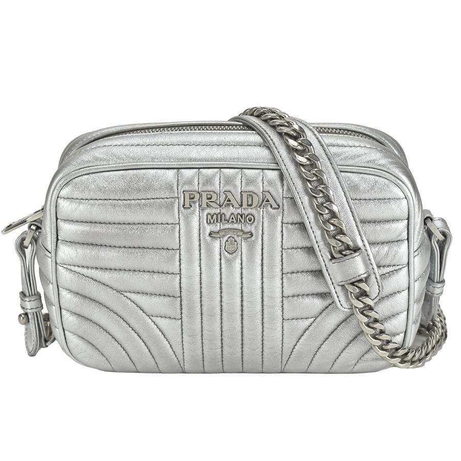 PRADA プラダ ダイアグラム チェーン ショルダーバッグ メタルロゴ 