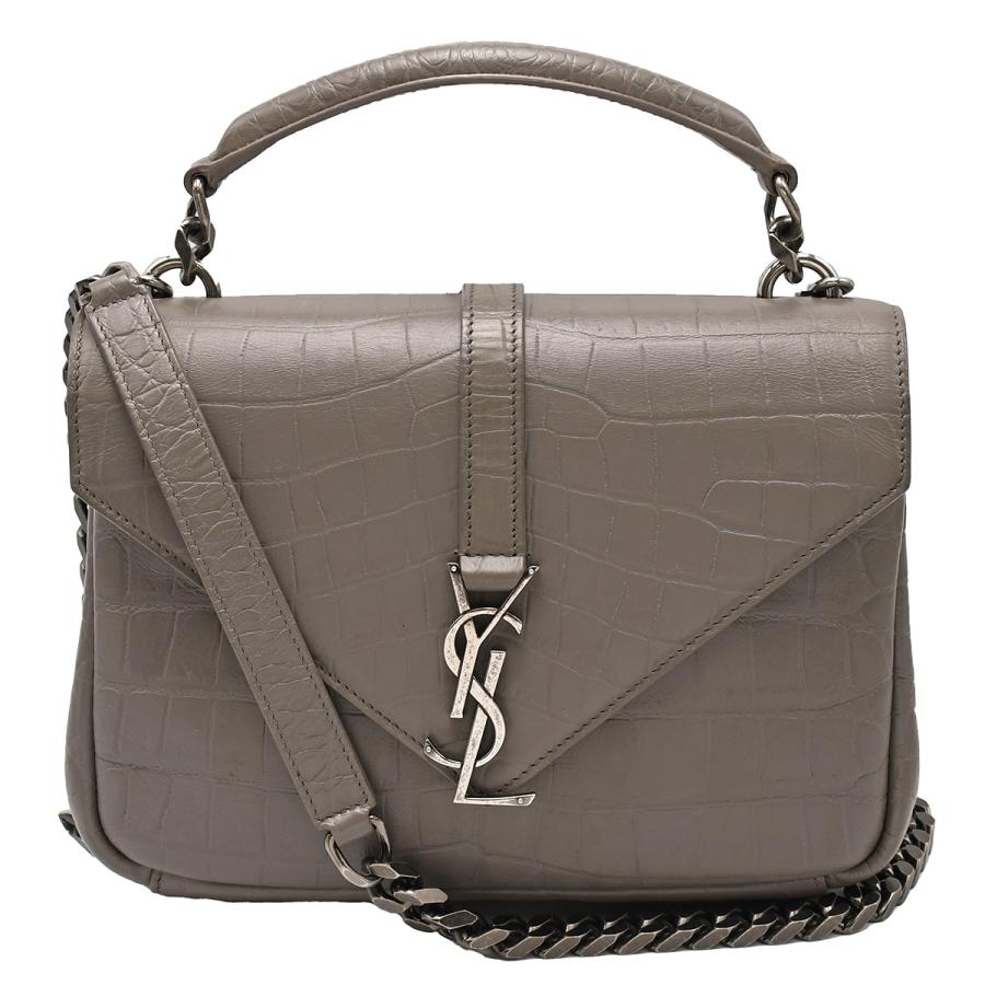 サンローランパリ SAINT LAURENT PARIS 2way ハンドバッグ チェーンショルダー 428101 型押し レザー グレー シルバー金具 レディース | SAINT LAURENT