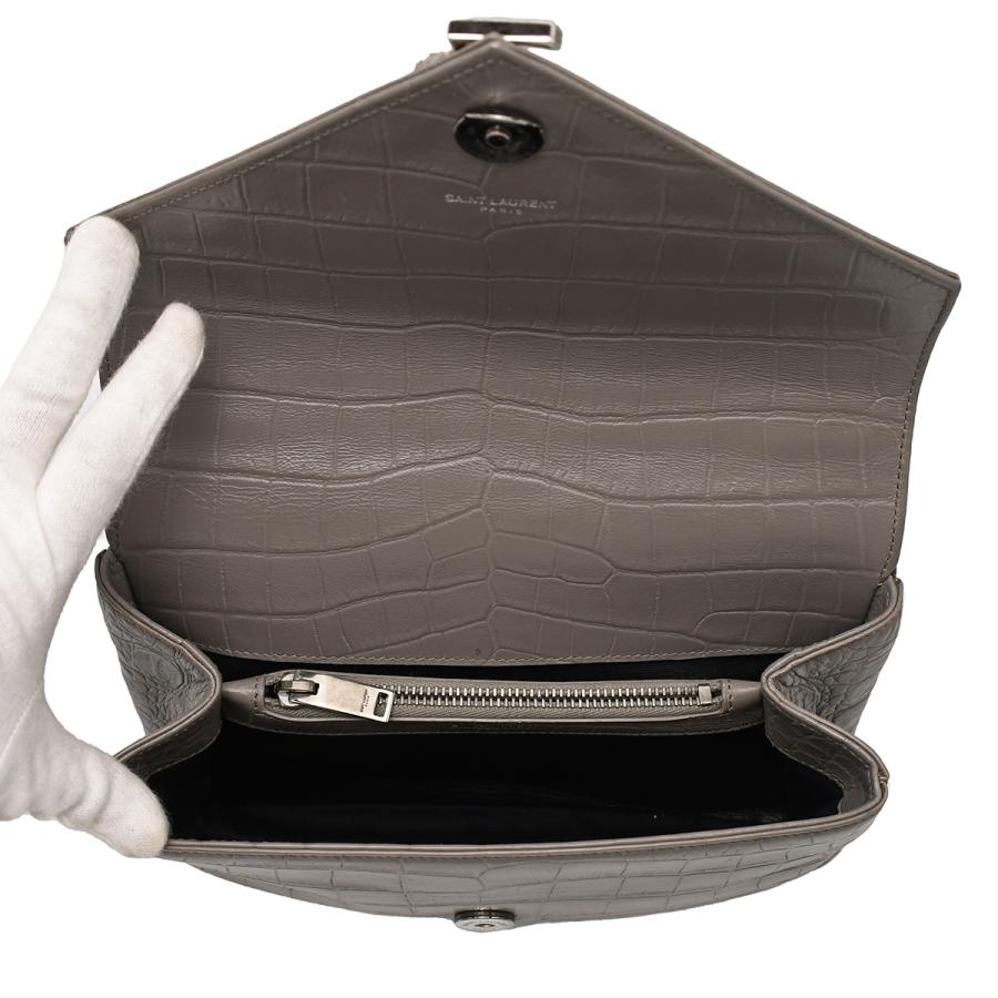 サンローランパリ SAINT LAURENT PARIS 2way ハンドバッグ チェーンショルダー 428101 型押し レザー グレー シルバー金具 レディース | SAINT LAURENT | 04