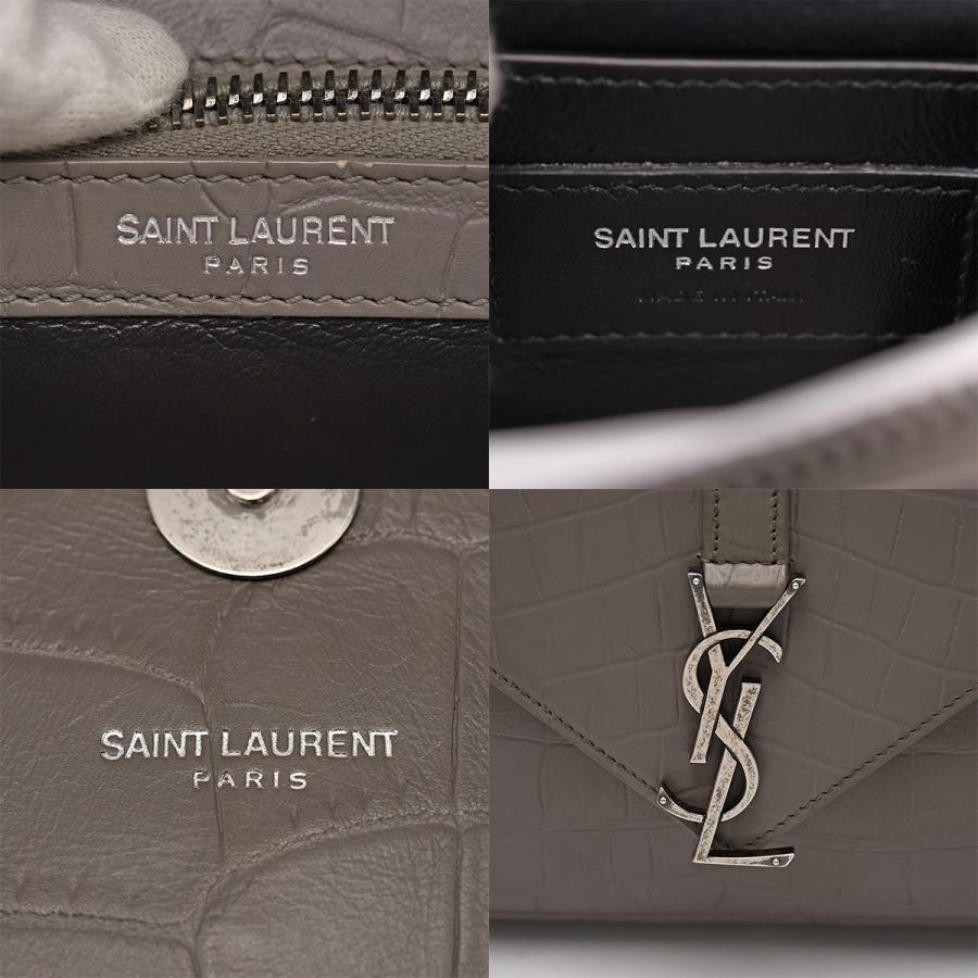 サンローランパリ SAINT LAURENT PARIS 2way ハンドバッグ チェーンショルダー 428101 型押し レザー グレー シルバー金具 レディース | SAINT LAURENT | 06
