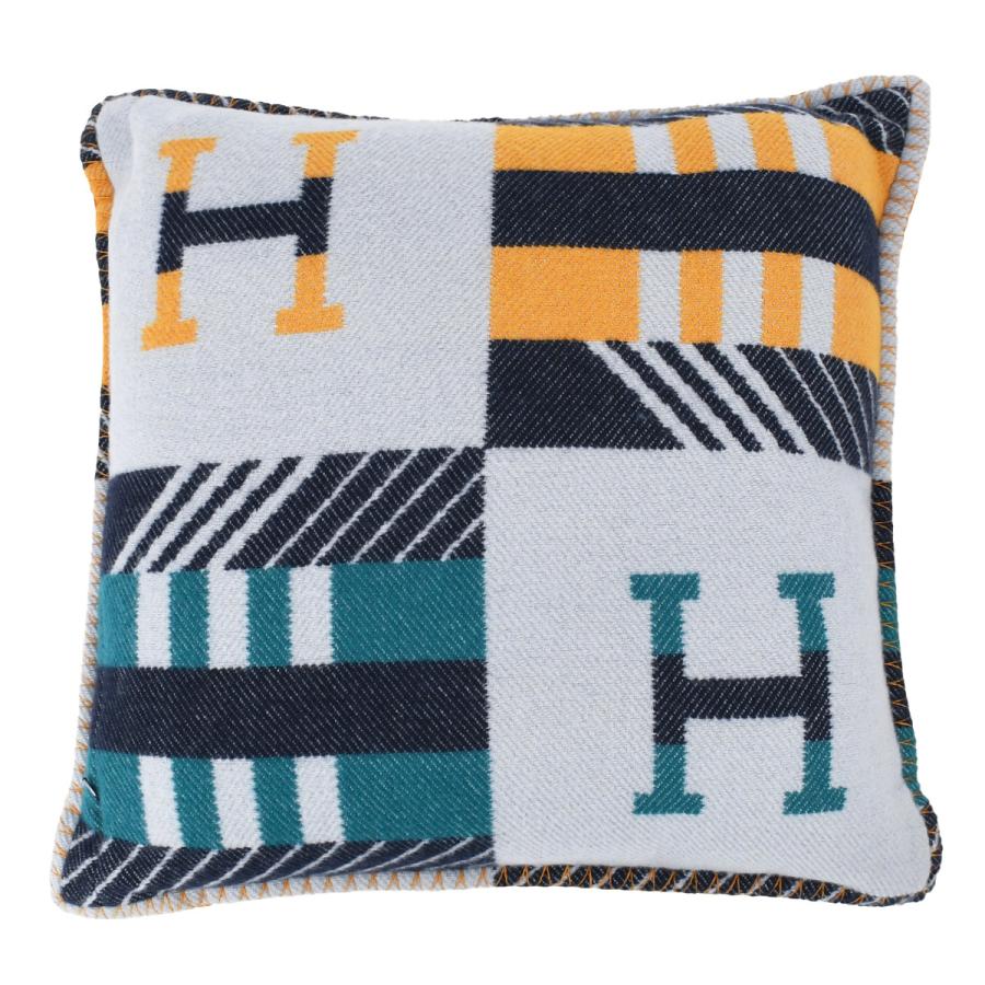 エルメス HERMES クッション アヴァロン ジャンプH Avalon ウール カシミヤ グレー ネイビー ピロー インテリア 雑貨 小物 レディース メンズ | HERMES | 01