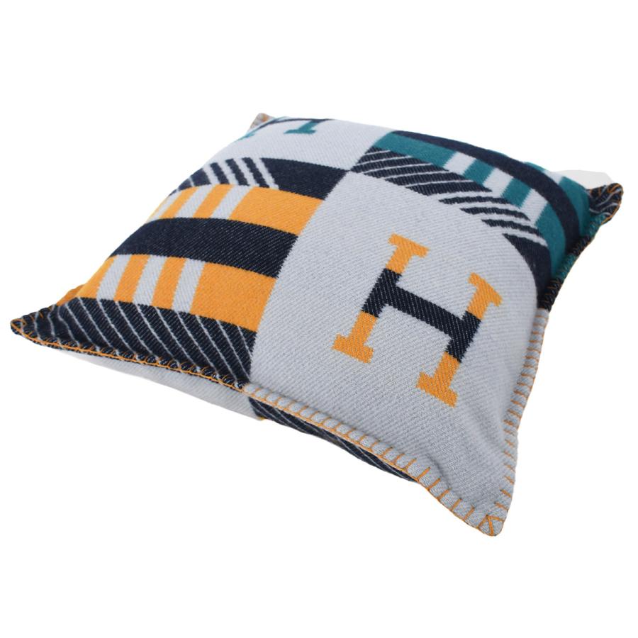 エルメス HERMES クッション アヴァロン ジャンプH Avalon ウール カシミヤ グレー ネイビー ピロー インテリア 雑貨 小物 レディース メンズ | HERMES | 02