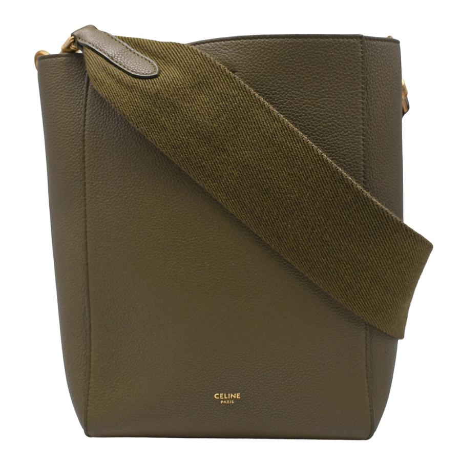 セリーヌ CELINE サングル バケット スモール ショルダーバッグ 189303 レザー カーキ グリーン ゴールド金具 ワンショルダー 肩掛け レディース | CELINE