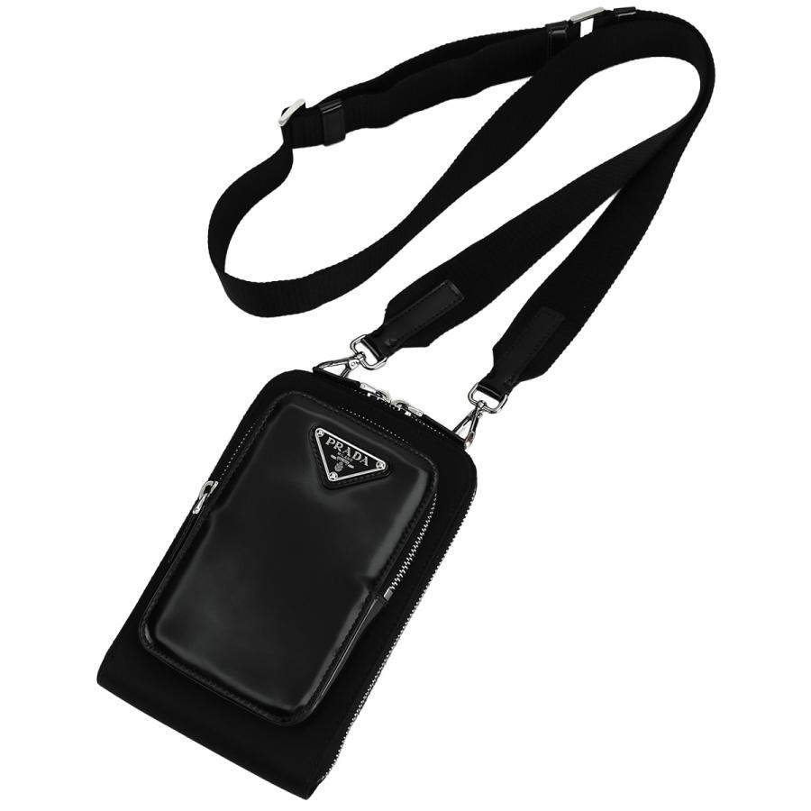 プラダ PRADA トライアングルロゴ Re-Nylon スマートフォンケース フォンショルダー ショルダーバッグ 2ZT060 ナイロン レザー ブラック 黒 | PRADA | 01