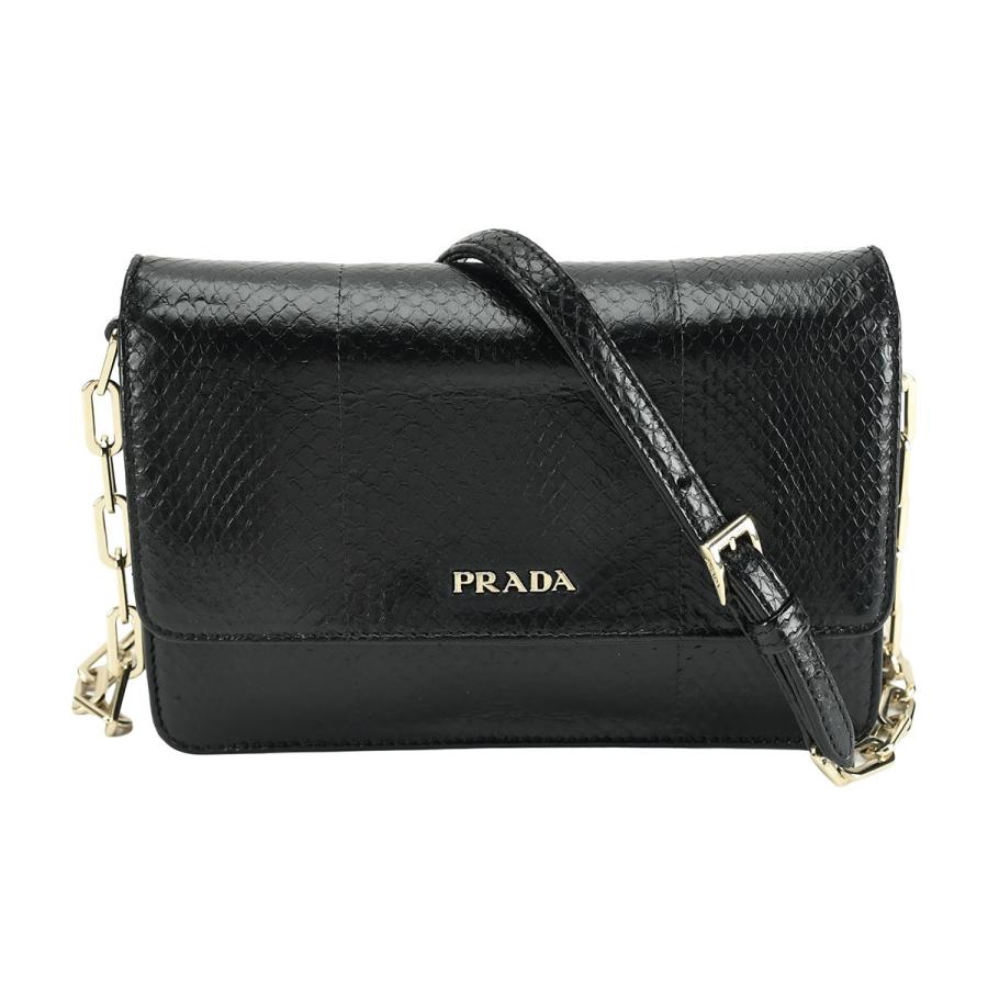 プラダ PRADA チェーンウォレット ショルダーバッグ BT1045 ブラック 黒 ゴールド金具 パイソン レディース | PRADA