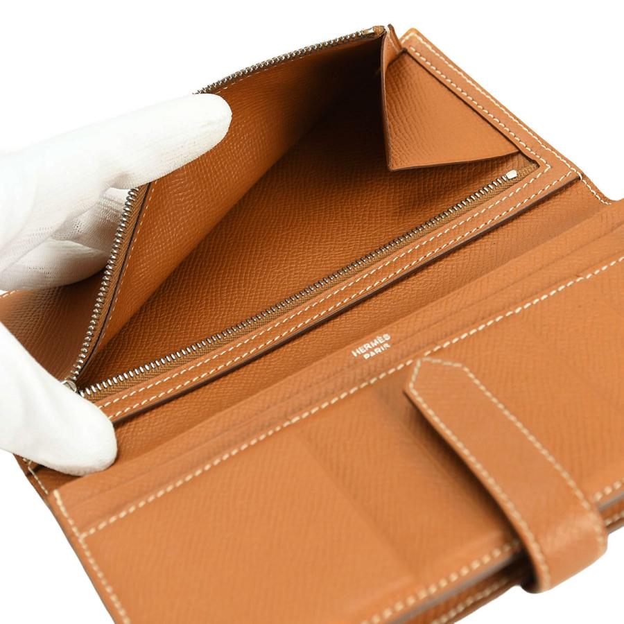 超美品 エルメス ベアンスフレ 二つ折り長財布 マチ有り