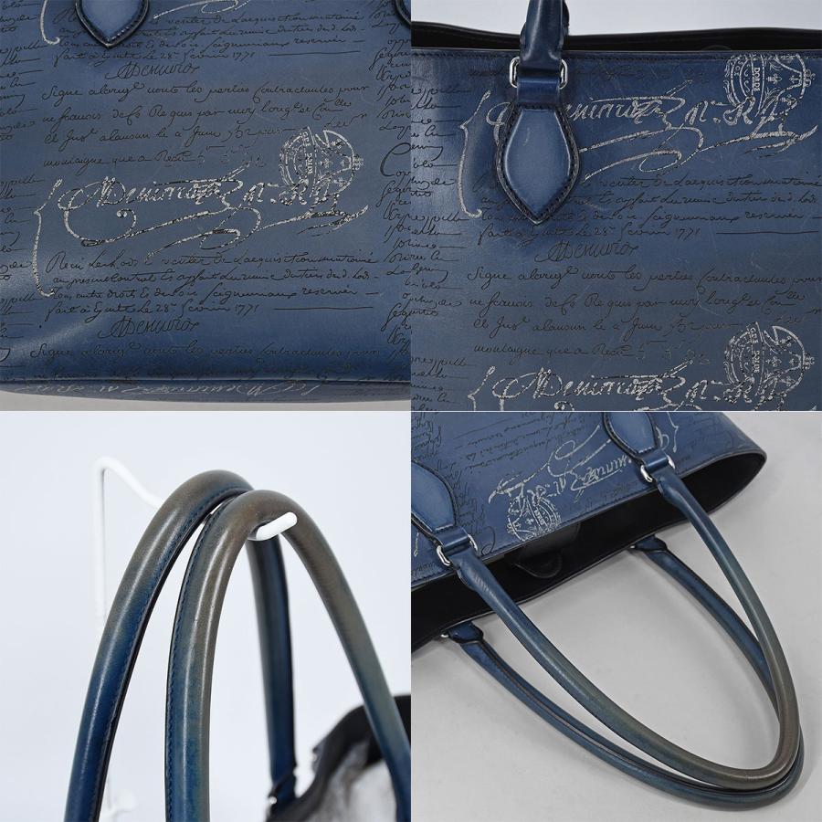 ベルルッティ BERLUTI トゥジュール ミニ ネオ スクリットレザー トートバッグ レザー ブルー カリグラフィ ショルダー 肩掛け ビジネスバッグ | Berluti | 06