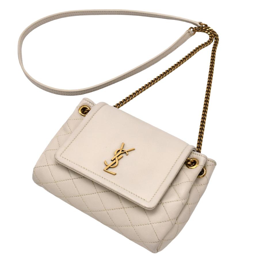 サンローラン SAINT LAURENT ノリータ ミニ チェーン ショルダーバッグ 672738 キルティング YSLロゴ オフホワイト レザー ワンショルダー 2way | SAINT LAURENT | 03