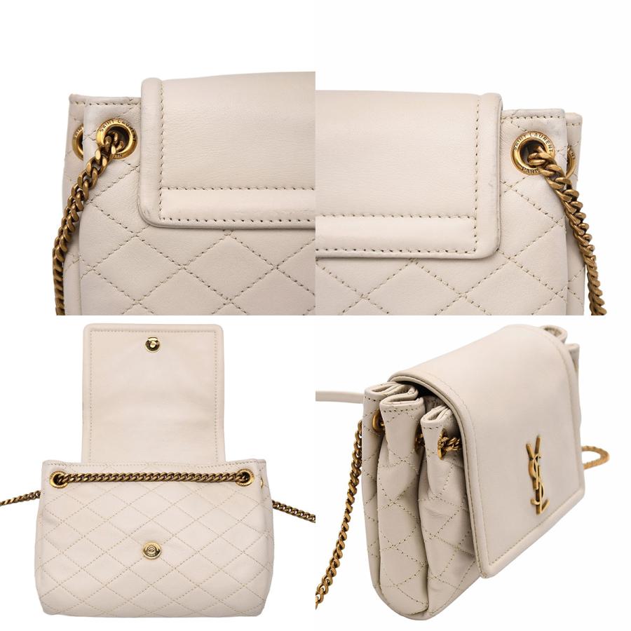 サンローラン SAINT LAURENT ノリータ ミニ チェーン ショルダーバッグ 672738 キルティング YSLロゴ オフホワイト レザー ワンショルダー 2way | SAINT LAURENT | 08