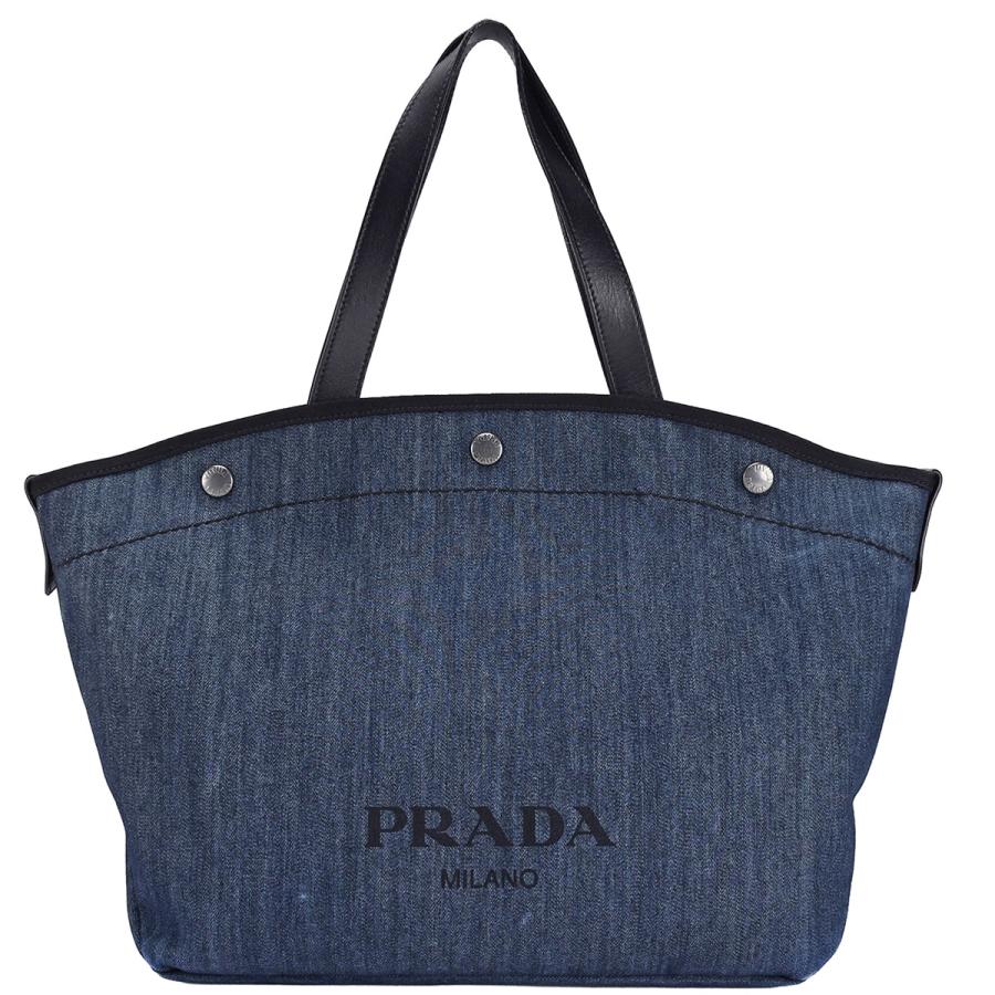 プラダ PRADA デニム 2way トートバッグ ハンドバッグ 1BG242 キャンバス レザー ネイビー ブルー ブラック 黒 ショルダー 斜め掛け | PRADA | 02